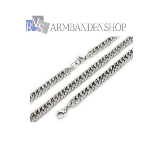 RVS sieraden set brede ketting en armband staal RVS zilver, Sieraden, Tassen en Uiterlijk, Kettingen, Nieuw, Overige materialen
