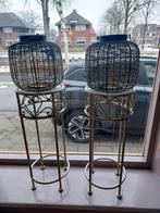 2 goudkleurige standaards met zwarte windlichten 80 cm hoog, Ophalen of Verzenden, Zo goed als nieuw