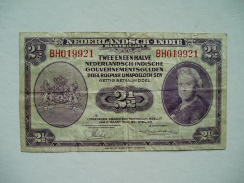 1297. Nederlands Indië, 2 1/2 gulden1943 Koningin Wilhelmina, Postzegels en Munten, Bankbiljetten | Azië, Los biljet, Zuidoost-Azië