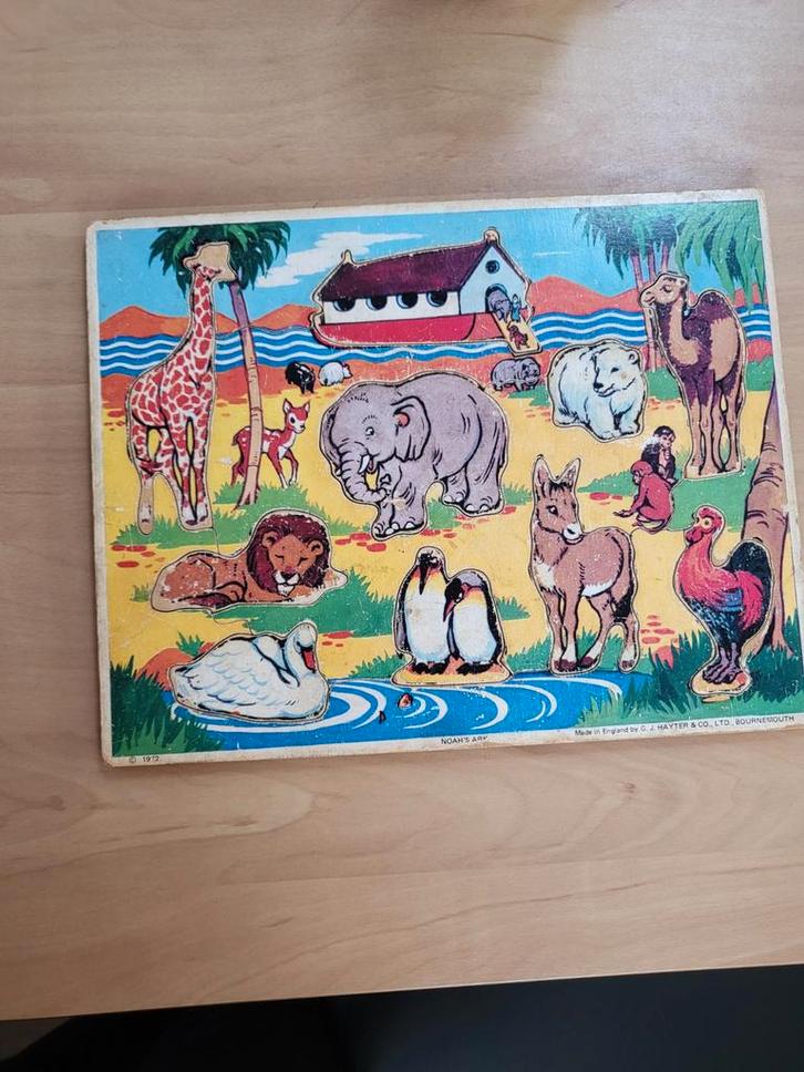 Vintage Houten Puzzel Ark van Noach - Jaren 50, Kinderen en Baby's, Speelgoed | Kinderpuzzels, Ophalen of Verzenden
