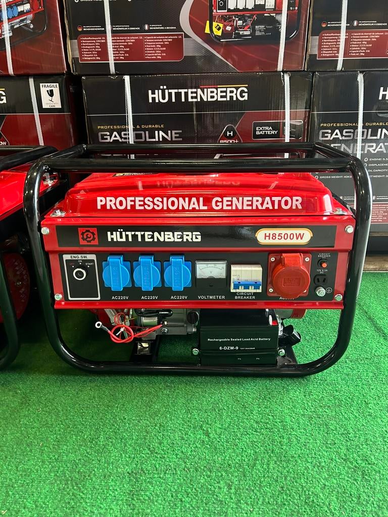 Nieuwe Huttenberg H8500w aggregaten met elektrische start, Doe-het-zelf en Verbouw, Aggregaten, Huttenberg, Geluidgedempt, Nieuw