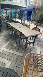 Boomstamtafel Satelliet + 8 Krukken - Verrijdbaar, Ophalen, Gebruikt