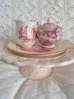 Brocante serviesdelen rood-wit, Ophalen of Verzenden