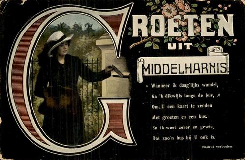 Groeten uit Middelharnis, Verzamelen, Ansichtkaarten | Nederland, Gelopen, Zuid-Holland, 1920 tot 1940, Ophalen of Verzenden