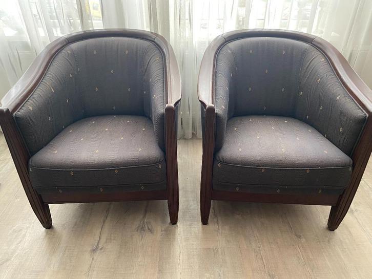 Twee nette fauteuils, Huis en Inrichting, Fauteuils, Zo goed als nieuw, Hout, Stof, 50 tot 75 cm, 75 tot 100 cm, Ophalen