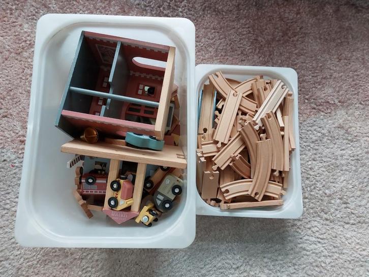 Grote treinbaan met uitbreiding little dutch, Kinderen en Baby's, Speelgoed | Houten speelgoed, Gebruikt, Ophalen