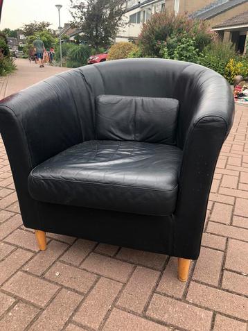 Ikea leren fauteuil zwart