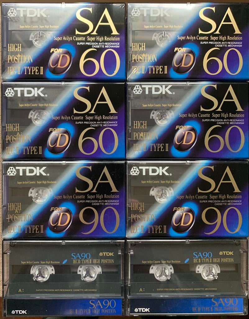 9x NOS TDK SA90 SA60 NIEUW (6x OVP) cassettebandjes SA 90 60, 2 t/m 25 bandjes, Ophalen of Verzenden, TDK Europe GmbH Rosenheimer Strasse 141 e 81671 Munich GERMANY