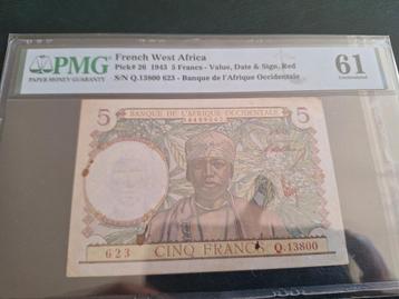 5 franc frans west Afrika 1943 PMG 61 beschikbaar voor biedingen
