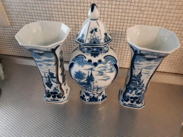 Delfts Blauw Vaas Set, Antiek en Kunst, Antiek | Vazen, Ophalen of Verzenden