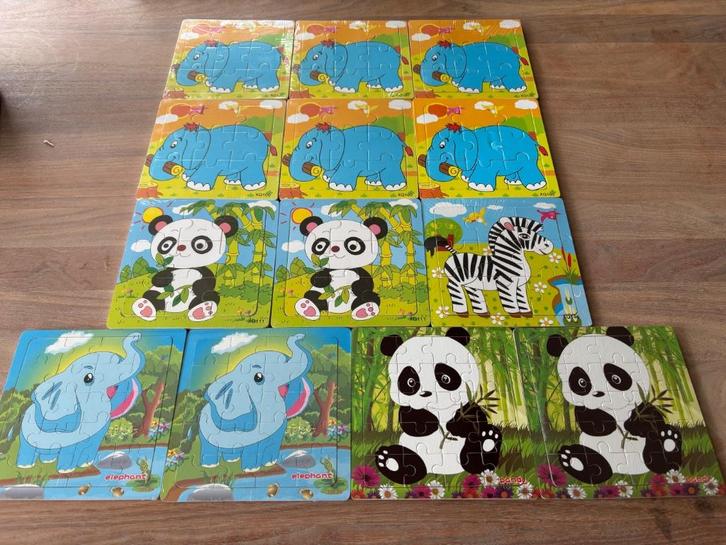 13 houten dieren puzzeltjes van 9 en  20 puzzelstukjes, Hobby en Vrije tijd, Feestartikelen, Zo goed als nieuw, Feestartikel, Verjaardag