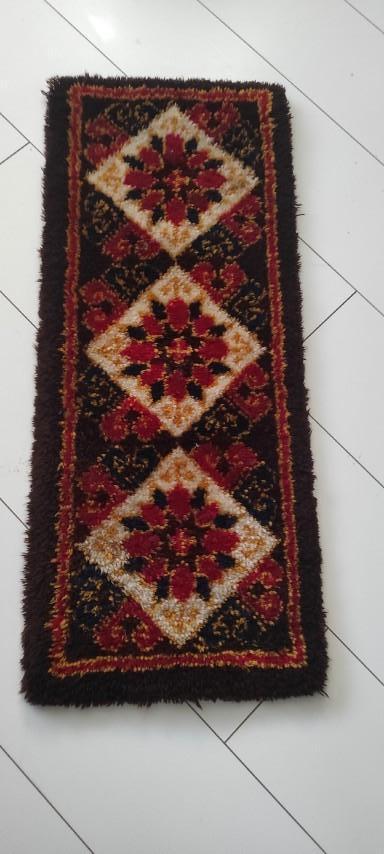 Vintage tafelloper tafelkleed wol geknoopt, Huis en Inrichting, Tafelkleden, Gebruikt, Rechthoek, Binnen, Ophalen of Verzenden