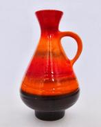 Grote vintage 60s 70s oranje rood bruin keramiek vaas retro, Minder dan 50 cm, Oranje, Zo goed als nieuw, Ophalen