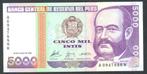 Bankbiljet - Peru - 5000 Intis 1988 - UNC., Ophalen of Verzenden, Zuid-Amerika, Los biljet