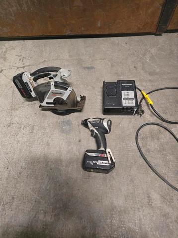 Panasonic 18V handcirkelzaagmachine en slagschroefmachine  beschikbaar voor biedingen