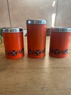 3 Retro oranje Brabantia Voorraadbussen - Vintage, Huis en Inrichting, Ophalen of Verzenden, Gebruikt