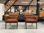 2 Nieuw Label Cocoon Fauteuils bruin leer Design stoel, Ophalen of Verzenden, Nieuw, 75 tot 100 cm, Leer