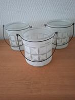 3 Gazen Potten met Hengsel (Sfeer met een waxinelichtje), Ophalen of Verzenden, Zo goed als nieuw, Glas, Pot, Bus of Blik