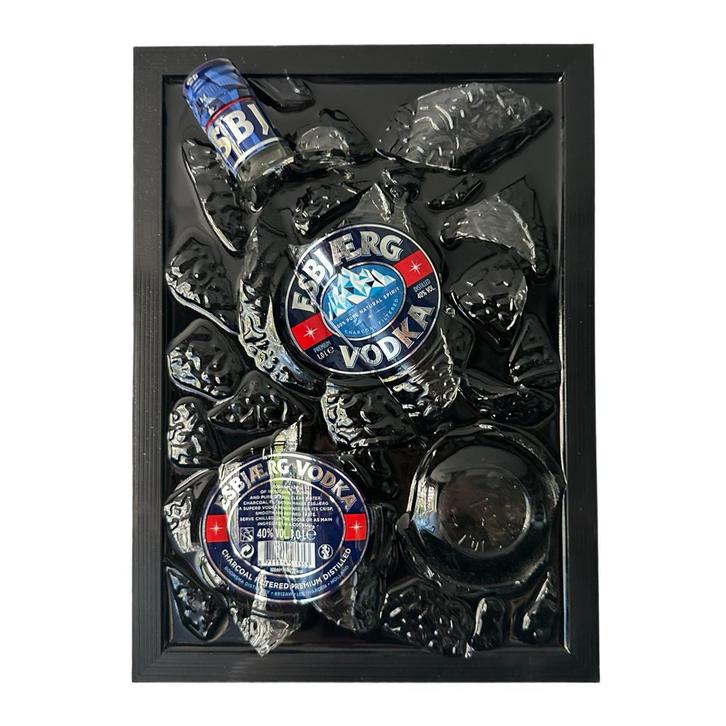 esbjaerg Schilderij met Gebroken Fles & Epoxy, Antiek en Kunst, Kunst | Overige Kunst, Ophalen of Verzenden