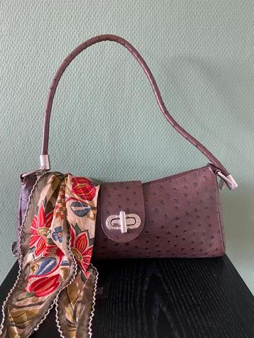 Design handtas schoudertas van geperst struisvogelleer beschikbaar voor biedingen