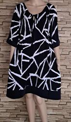 CHRIS SIZE Prachtig Zwart/Wit Print A-Lijn Tuniek, Mt. 50/52, Kleding | Dames, Grote Maten, Verzenden, Chris Size, Zo goed als nieuw