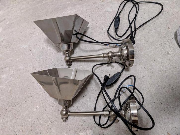 Metalen wandlampen - set van 2, Huis en Inrichting, Lampen | Wandlampen, Gebruikt, Metaal, Ophalen