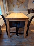 Hoge houten tafel inclusief hoge stoelen, Huis en Inrichting, Tafels | Eettafels, 50 tot 100 cm, 100 tot 150 cm, Rechthoekig, Vier personen