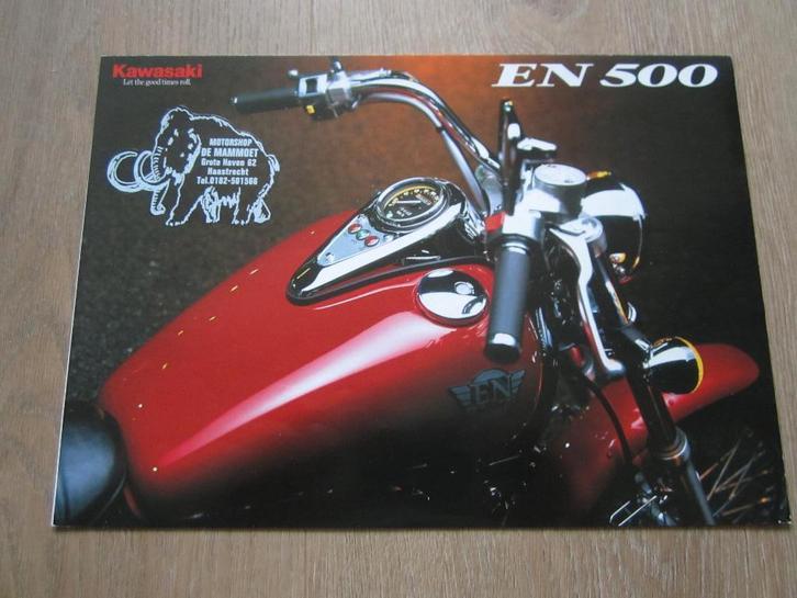 Kawasaki EN 500 brochure folder, Motoren, Handleidingen en Instructieboekjes, Kawasaki, Ophalen of Verzenden