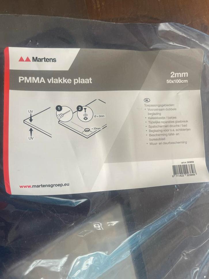 Plexiglas plaat 2mm 1x0.5m, Doe-het-zelf en Verbouw, Platen en Panelen, Nieuw, Overige materialen, Minder dan 20 mm, Ophalen