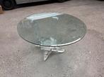 Unieke ronde glazen eettafel, Ø140 cm, Glazen roos als poot, Ophalen, Zo goed als nieuw, Rond, 100 tot 150 cm