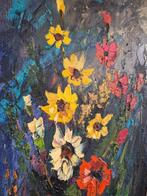 Vintage Impressionistische olieverfschilderij bloemstuk, Antiek en Kunst, Ophalen of Verzenden