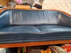 Vintage Blauwe Leren Bank - Tweepersoons met losse stoel, Ophalen, Gebruikt, 150 tot 200 cm, Tweepersoons