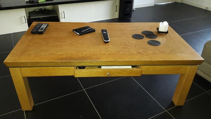 salontafel + bijzettafel van Piet Klerkx Waalwijk, grenen, Huis en Inrichting, Tafels | Salontafels, Gebruikt, Minder dan 50 cm