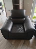Zwarte leder fauteuil, Ophalen, Gebruikt, 75 tot 100 cm