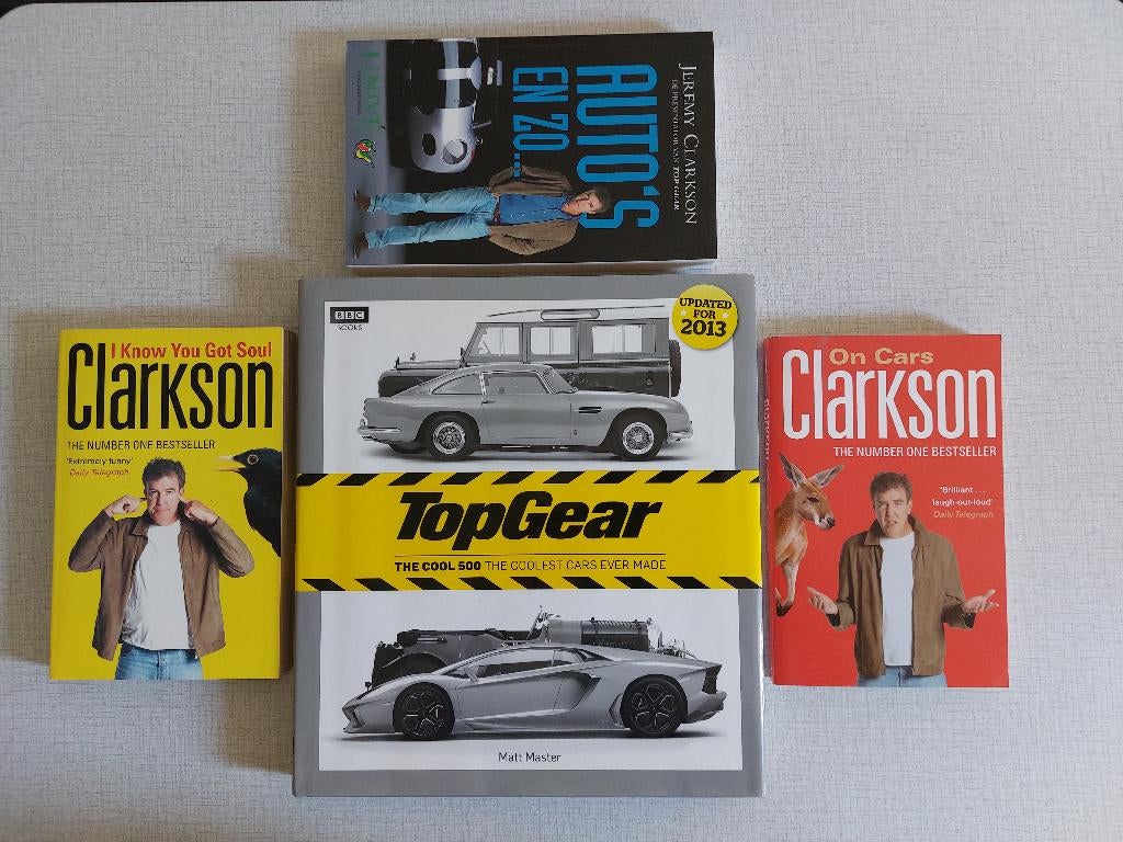 4 Boeken van TopGear & Jeremy Clarkson - cool 500 On Cars, Ophalen of Verzenden, Zo goed als nieuw, Algemeen