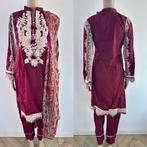 Salwar kameez anarkali churidar katoen saree jurk bordeaux S, Ophalen of Verzenden, Zo goed als nieuw, Maat 36 (S), Rood