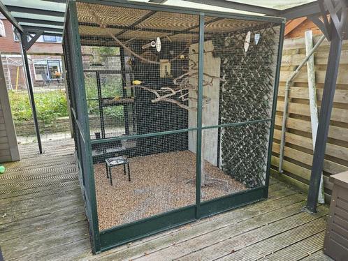 Voliere met sluis en nachthok, Dieren en Toebehoren, Vogels | Hokken en Kooien, Gebruikt, Volière, Aluminium, Ophalen