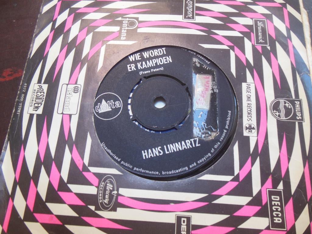 single hans linnartz delta records 45rpm jukebox vinyl 7'', Gebruikt, 7 inch, Single, Ophalen of Verzenden