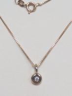 gouden KETTING 46 cm, met HANGERTJE bezet met Briljant, Ophalen of Verzenden, Zo goed als nieuw, Met edelsteen, Goud