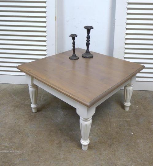 Prachtige witte landelijke vierkante salontafel, Huis en Inrichting, Tafels | Salontafels, Gebruikt, Minder dan 50 cm, 50 tot 100 cm