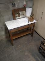 antieke wastafel met marmer blad en spiegel, Antiek en Kunst, Ophalen
