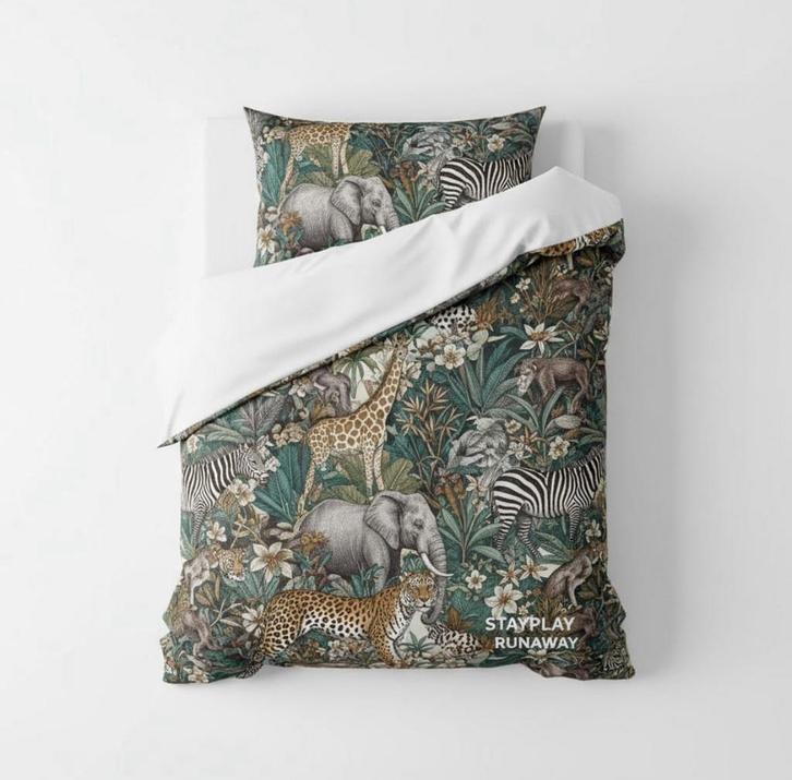 Jungle Dekbedovertrek 1-persoons StayPlayRunaway Nieuwstaat, Huis en Inrichting, Slaapkamer | Beddengoed, Zo goed als nieuw, Dekbedovertrek