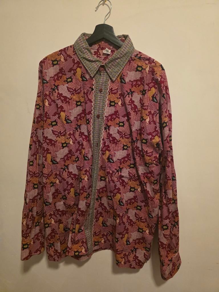 Vintage Batik Blouse XXXL - Boho Chic, Kleding | Heren, Overhemden, Ophalen of Verzenden, Zo goed als nieuw, Rood, Bali Bidadari Batik