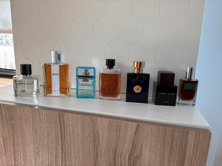 Verzameling parfums: Gucci, Versace, Lalique, Caron, Zara, Verzamelen, Parfumverzamelingen, Gebruikt, Parfumfles, Gevuld, Ophalen of Verzenden
