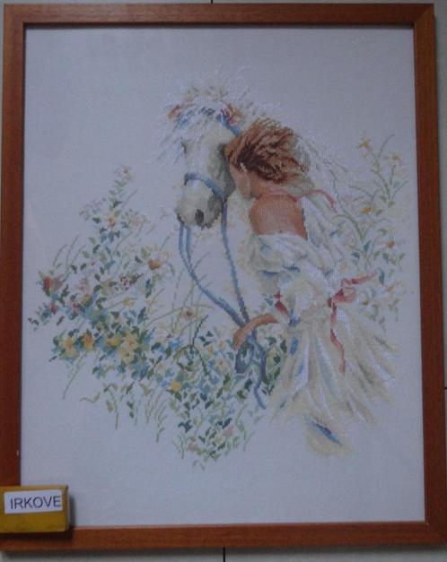 GEBORDUURD MEISJE MET PAARD * In Lijst *, Huis en Inrichting, Woonaccessoires | Wanddecoraties, Nieuw, Verzenden