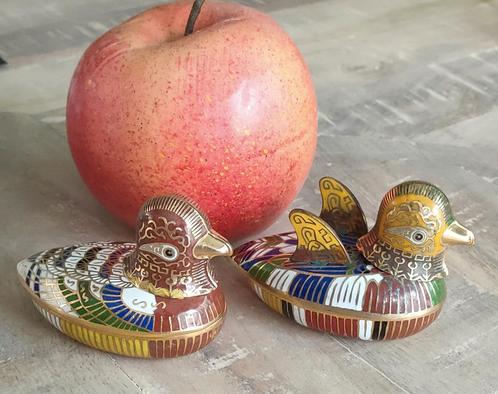 Twee cloisonné eenden doosjes, Antiek en Kunst, Antiek | Emaille, Ophalen of Verzenden