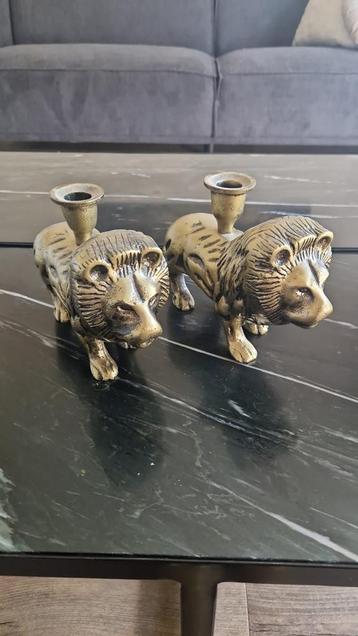 Leeuwen Kandelaars - Set van 2 beschikbaar voor biedingen