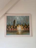 Schilderij Stadsgezicht – Bonsall – 68 x 58 cm (incl. lijst), Ophalen of Verzenden