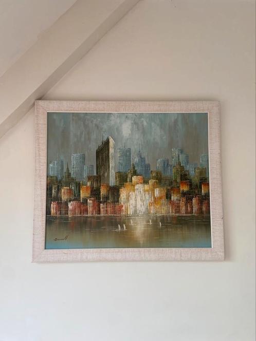 Schilderij Stadsgezicht – Bonsall – 68 x 58 cm (incl. lijst), Antiek en Kunst, Kunst | Schilderijen | Modern, Ophalen of Verzenden