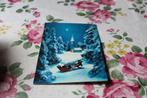 3D Stereo Postkaart - Arreslee met Paarden, Kerk in de Snow, Verzenden, 1960 tot 1980, Ongelopen, Feest(dag)